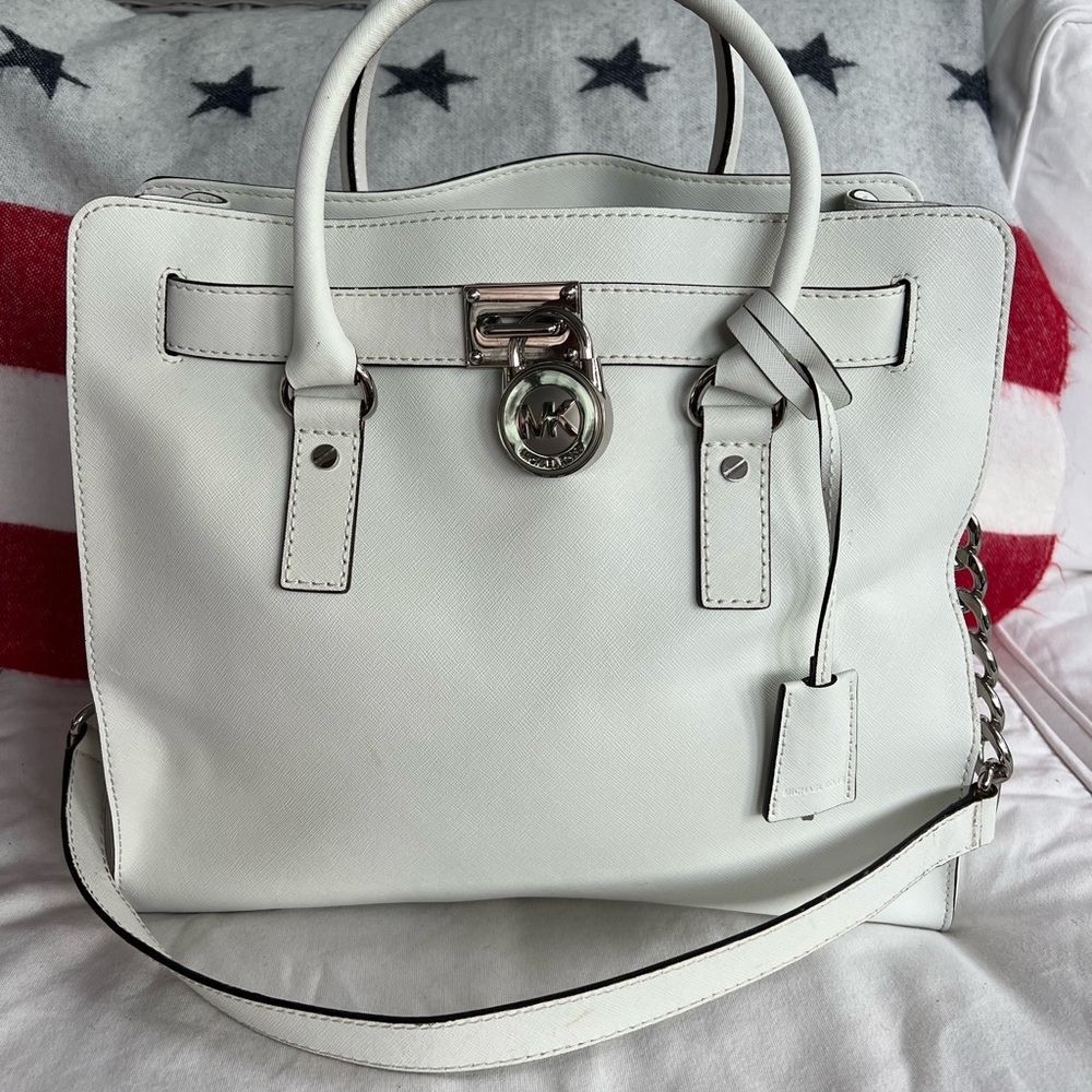Michael Kors White Satchel with Silver Hardware